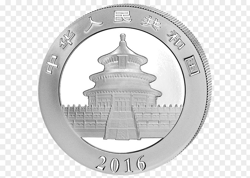 Chinese Roof Central Mint Silver Coin Panda Renminbi PNG