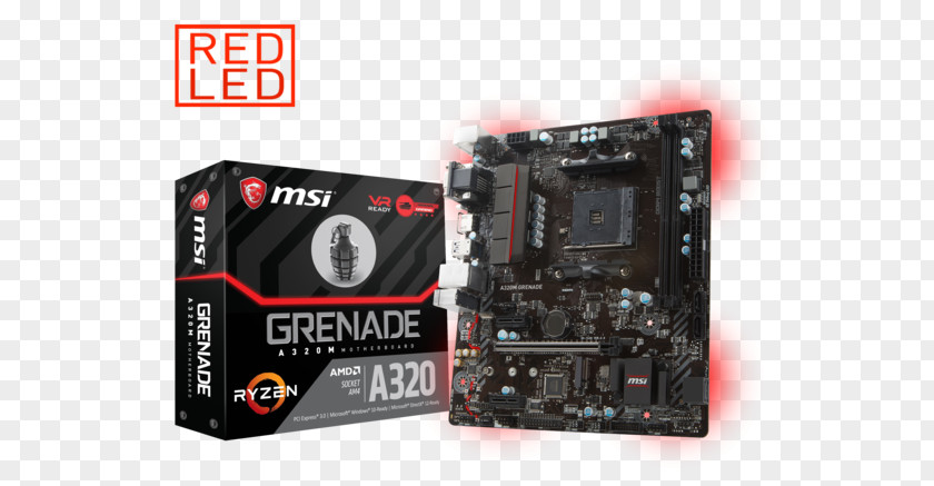 Socket Am4 AM4 MSI A320M GRENADE Motherboard MicroATX PCI Express PNG