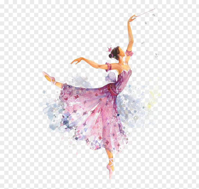 The Sleeping Beauty Ballet Dancer Dance Costume Watercolor Painting PNG costume painting, Girl dancing, woman wearing pink dress dancing illustration clipart PNG