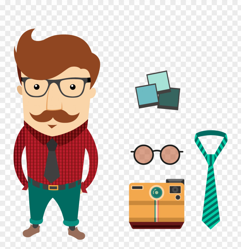 Vector Character Tie Hipster Fashion Clip Art PNG