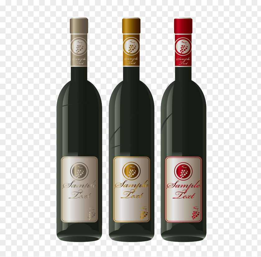 3 Elegant Texture Red Wine Bottle Label PNG