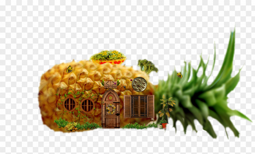 Pineapple House Vegetarian Cuisine Watercolor Painting Fruit PNG
