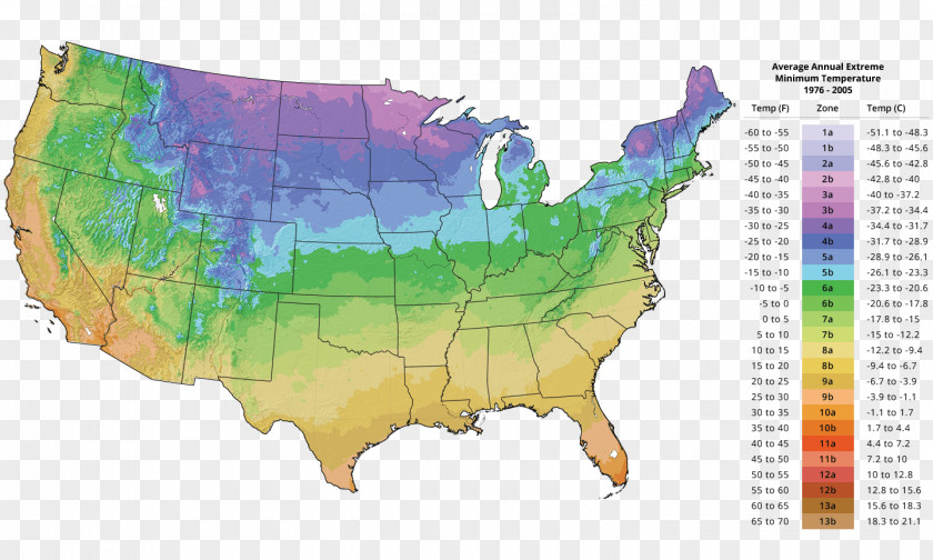 Map Hardiness Zone United States Department Of Agriculture Gardening PNG