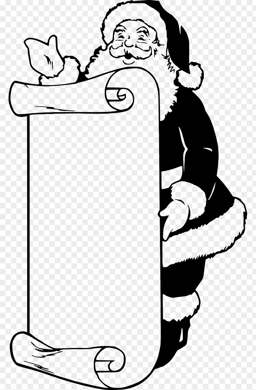 Santa Claus Black And White Clip Art PNG