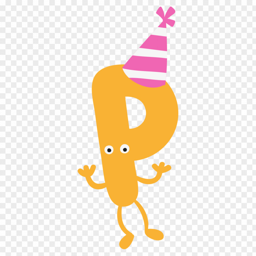 Cartoon Yellow Man With Hat Letter English Alphabet Drawing PNG