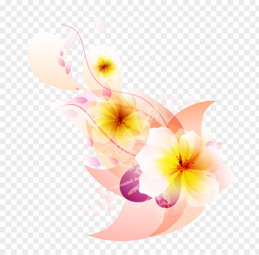 Colorful Abstract Flowers PNG