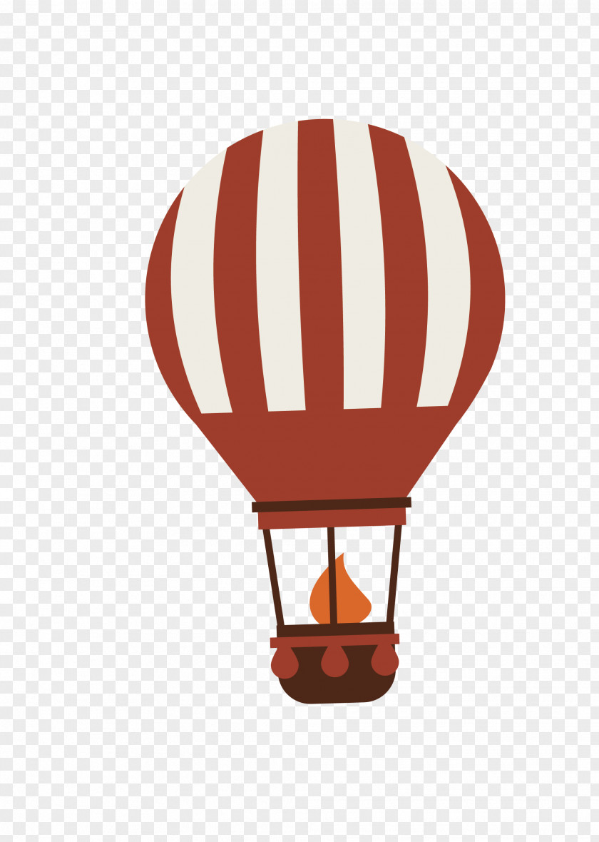 Vector Red Striped Three-dimensional Hot Air Balloon Icon PNG
