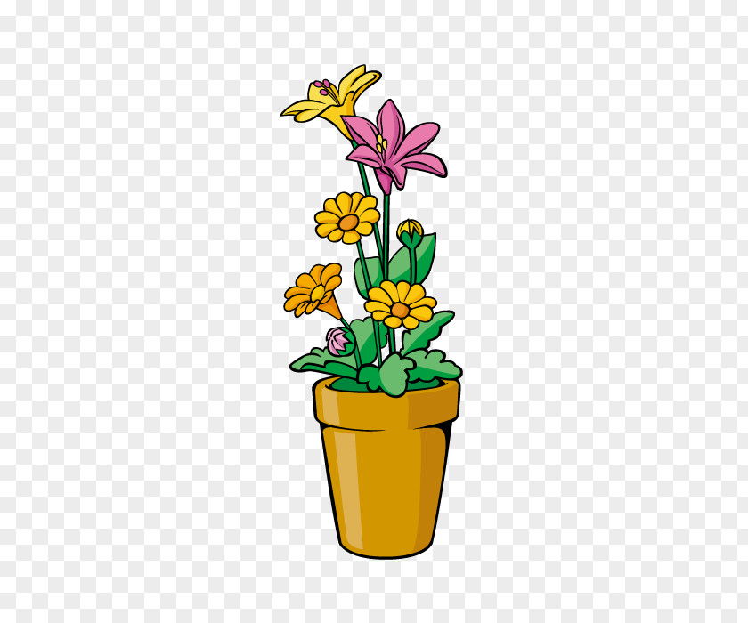 Vector Small Chrysanthemum Parrot Flowerpot PNG