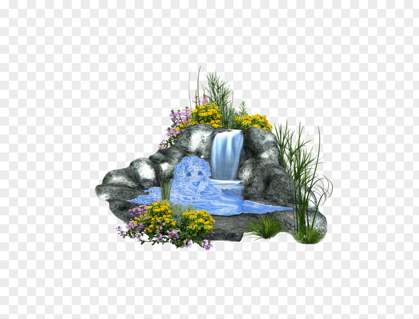 Rock Water Garden And Roll Flower PNG