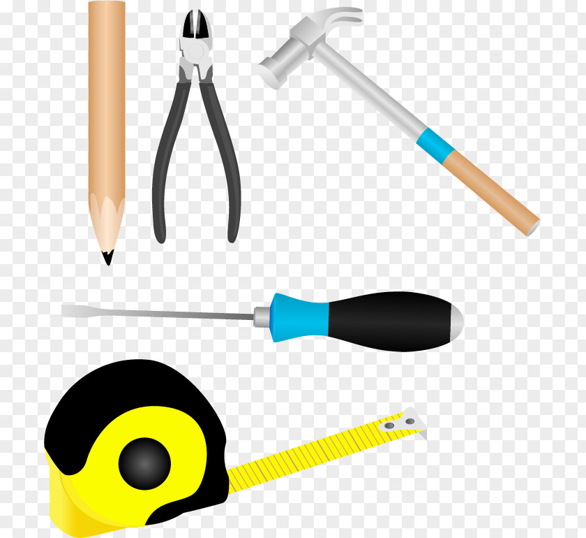 Installation Tool Screwdriver Ruler Hammer Pencil Clip Art PNG