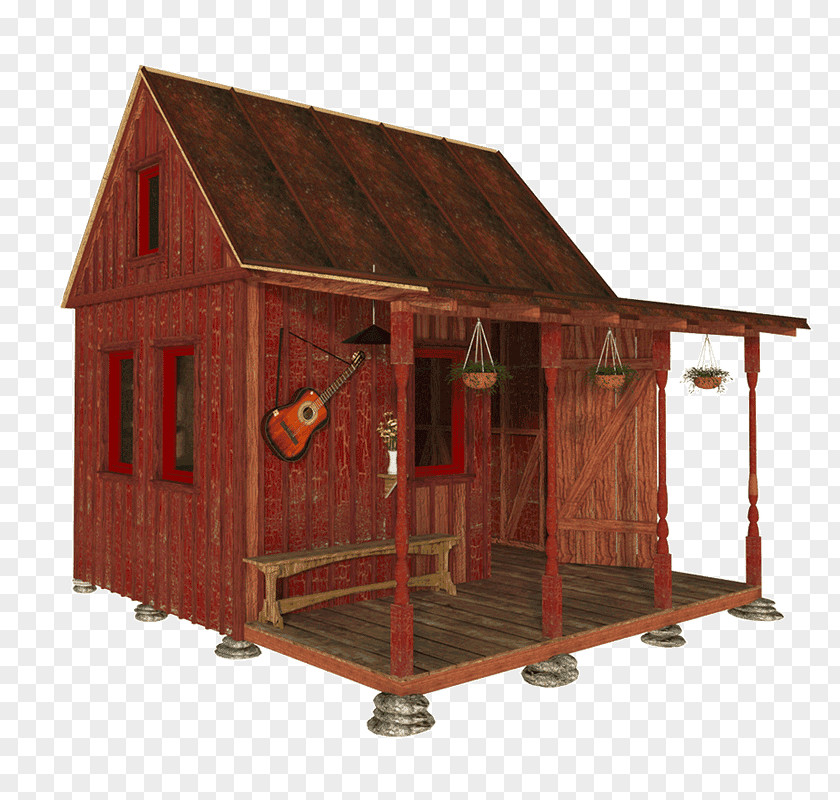 Cabin Shed Log Cottage House Plan PNG