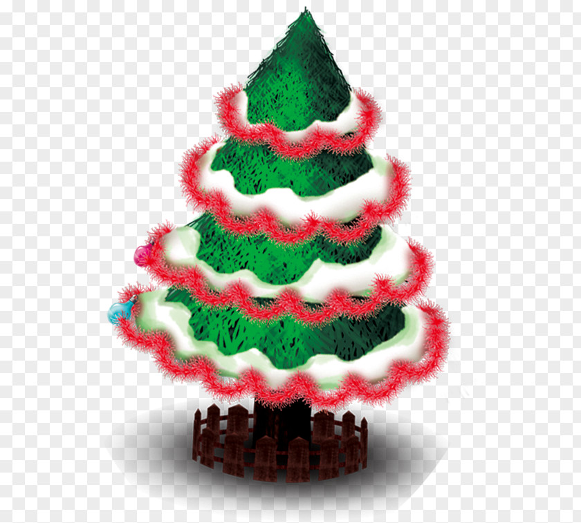Christmas Tree Red Lace Material Ornament PNG