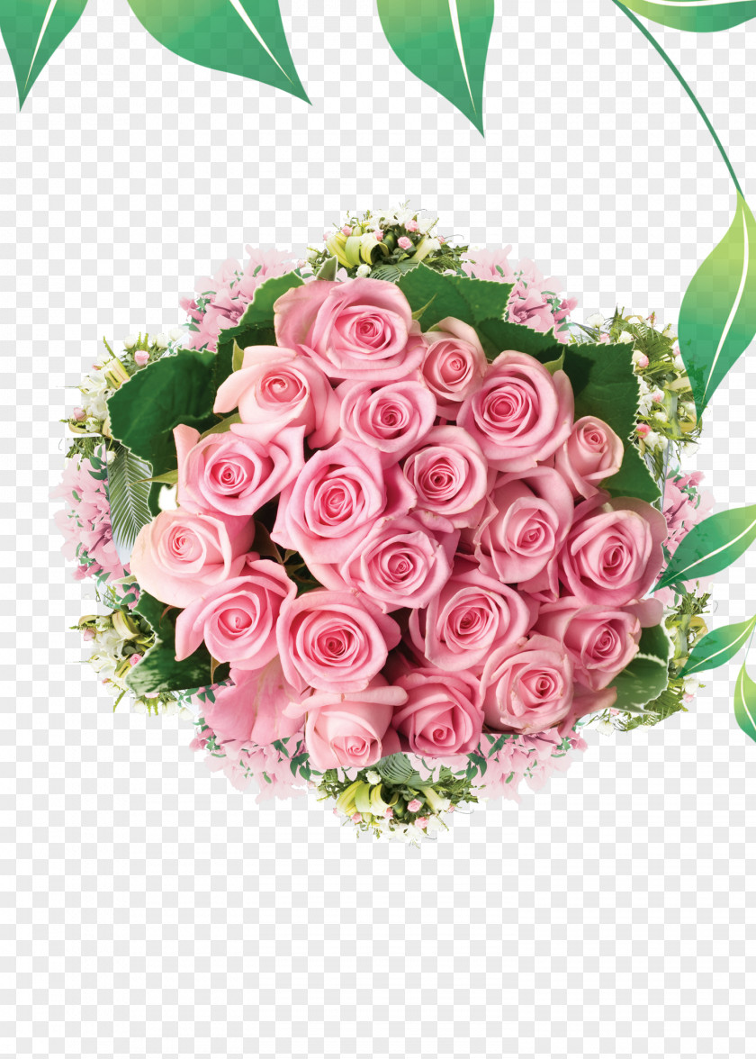 Romantic Pink Rose Ball Flower Bouquet Delivery Floristry PNG