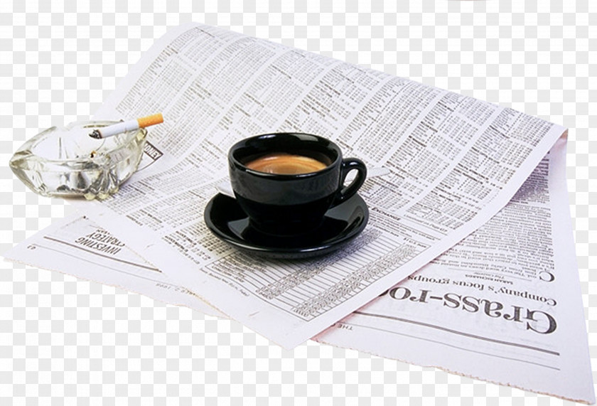 Afternoon Tea Black Cup Material Free To Pull The Newspaper Coffee Cappuccino Cafe Breakfast PNG