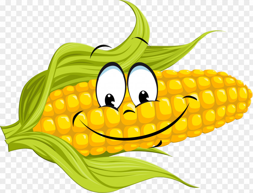 Corn Cartoon On The Cob Maize Sweet Food Vegetable PNG