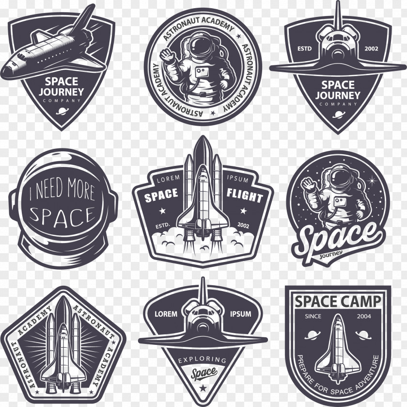 Vector Space Shuttle Astronaut Badge Logo PNG