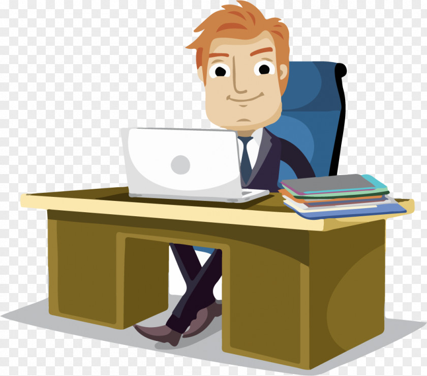 Bank Office Businessperson Computer Desk Clip Art PNG