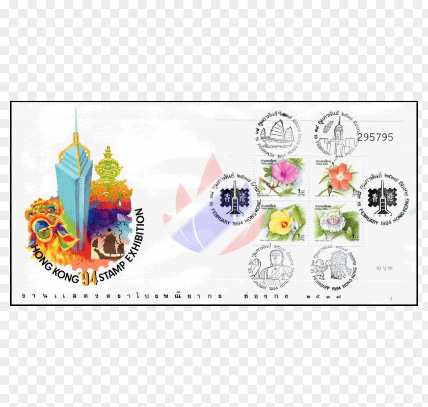 Original Flowers Thailand Postage Stamps Illustrated Stamped Envelope PNG