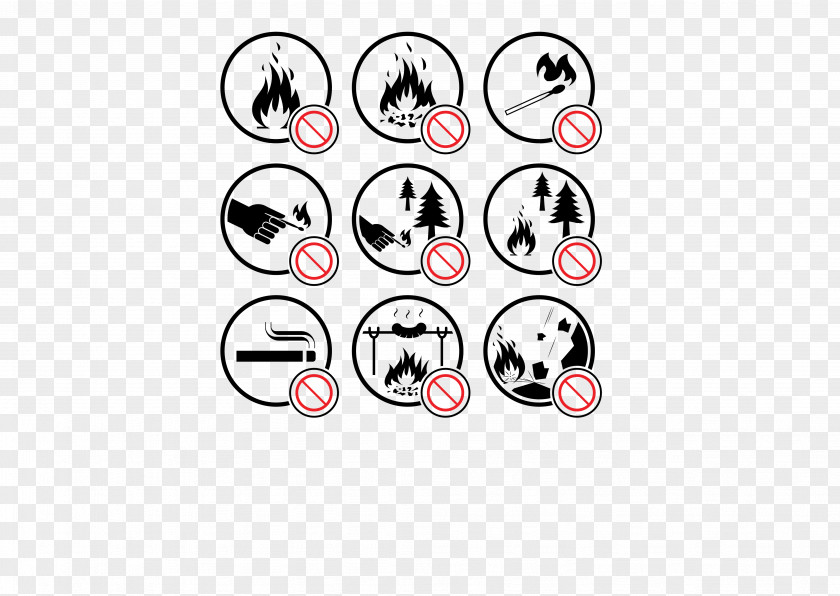 Vector Black Nine Fire Icons Extinguisher Illustration PNG