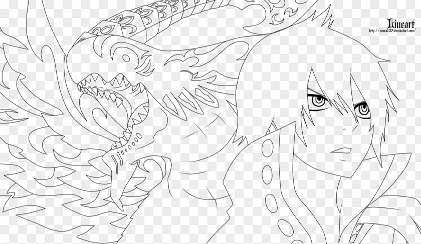 Fairy Tail Line Art Drawing Black And White Coloring Book PNG