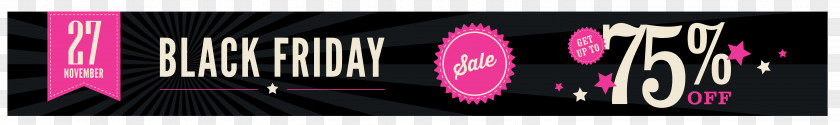 Black Friday 75% OFF Banner Clipart Image Web Cyber Monday Sales PNG