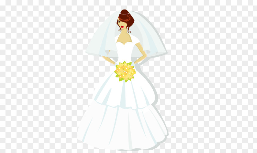 Vector Married Bride Wedding Invitation Dress Illustration PNG