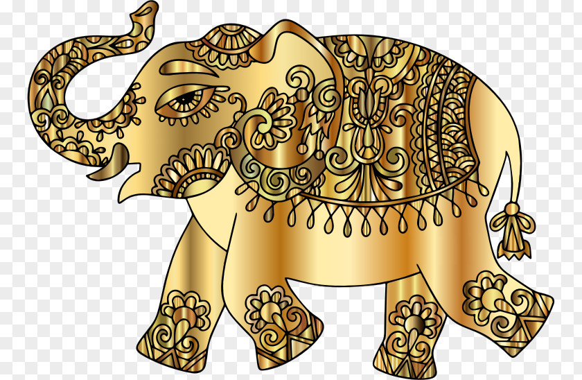 Small Floral Indian Elephant Pachydermata Clip Art PNG