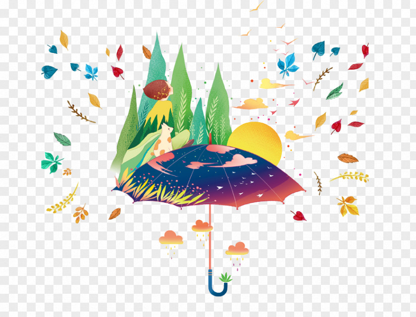 Colored Umbrella Illustrator Illustration PNG