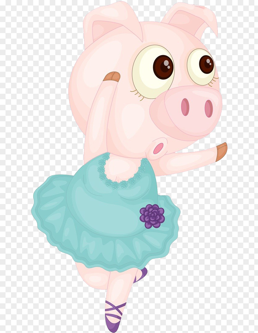 Piggy Ballet Domestic Pig Dance Illustration PNG