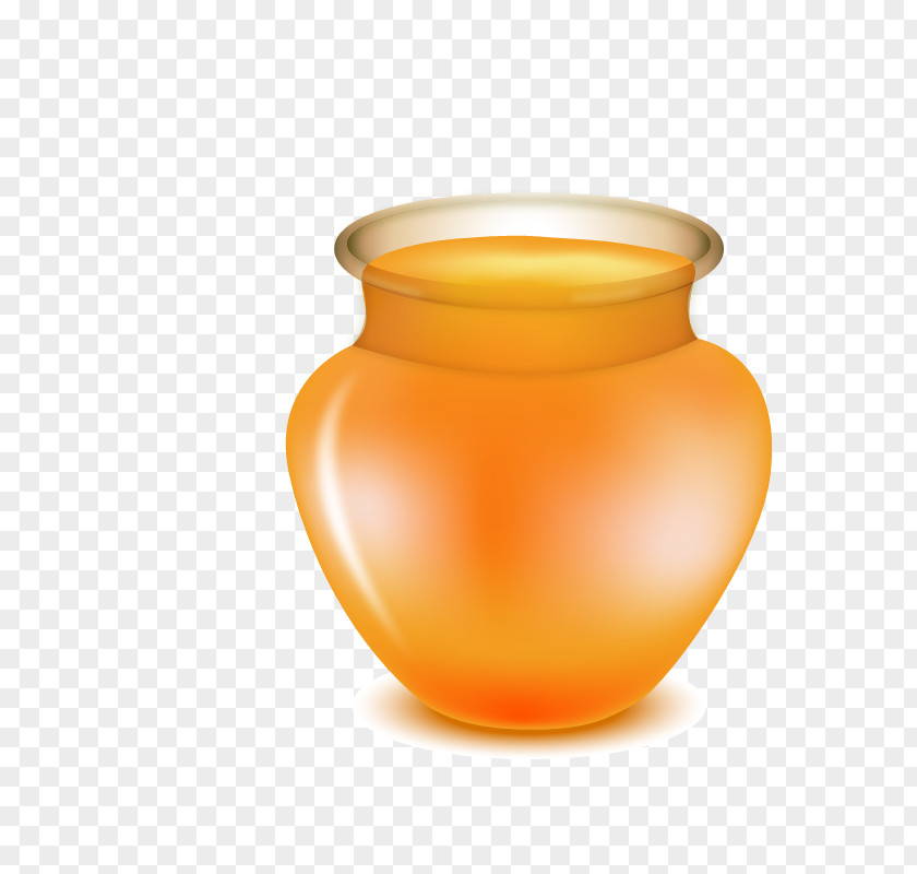 Vector Orange Jar Honey Bee Nectar PNG