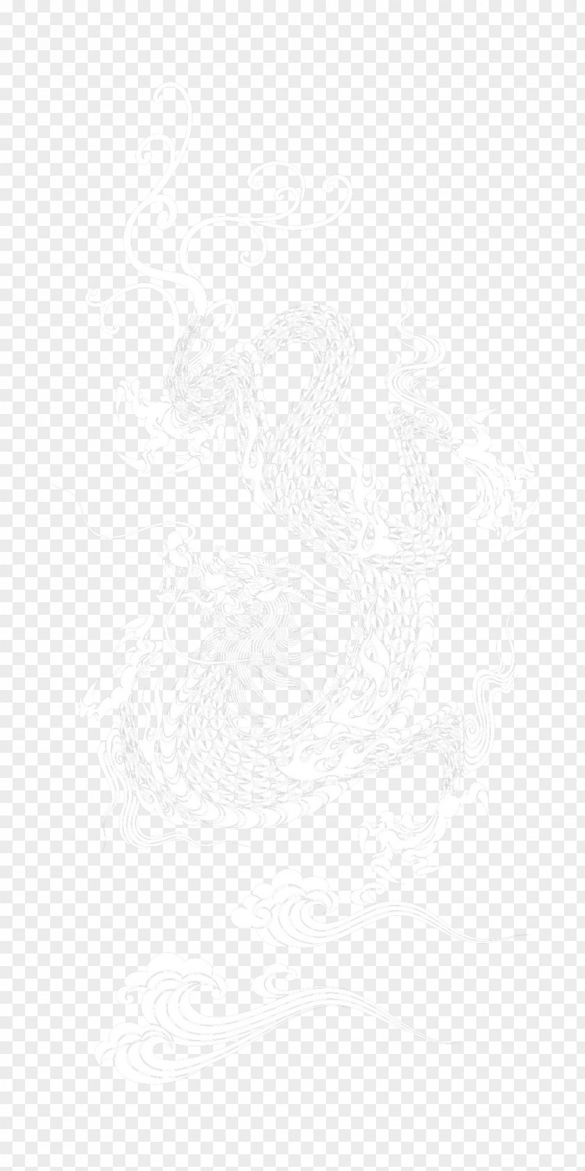 Chinese Wind Dragon Material White Black Pattern PNG