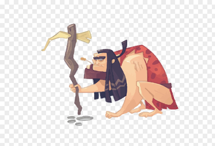 Hoe Upper Cave Man Cartoon Illustration PNG