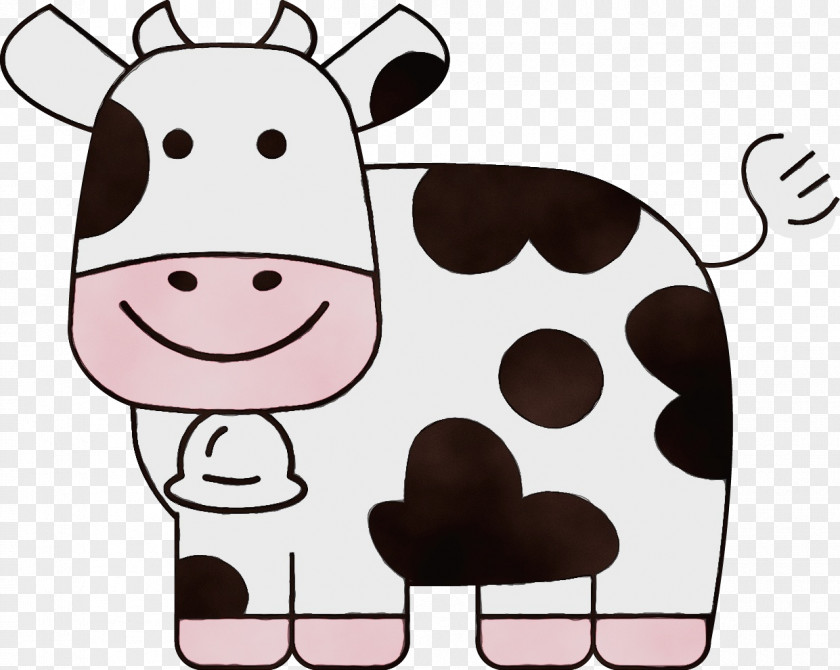 Sticker Pink Cow Background PNG