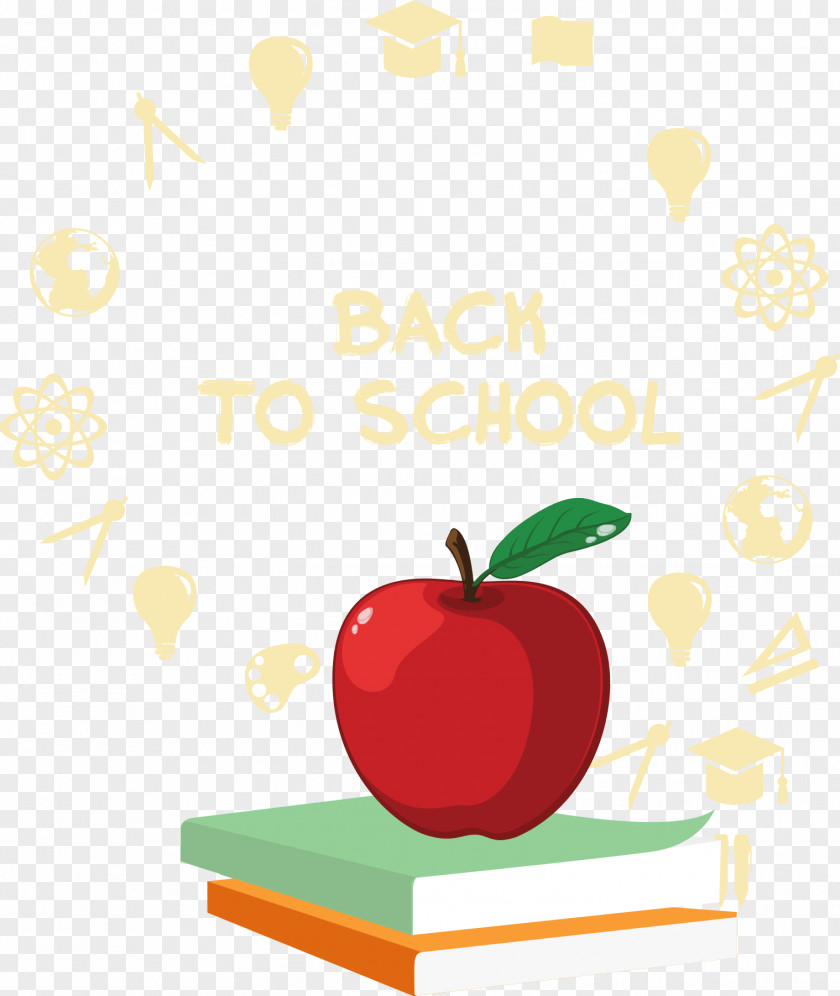 Vector Red Apple On The Books MacBook PNG