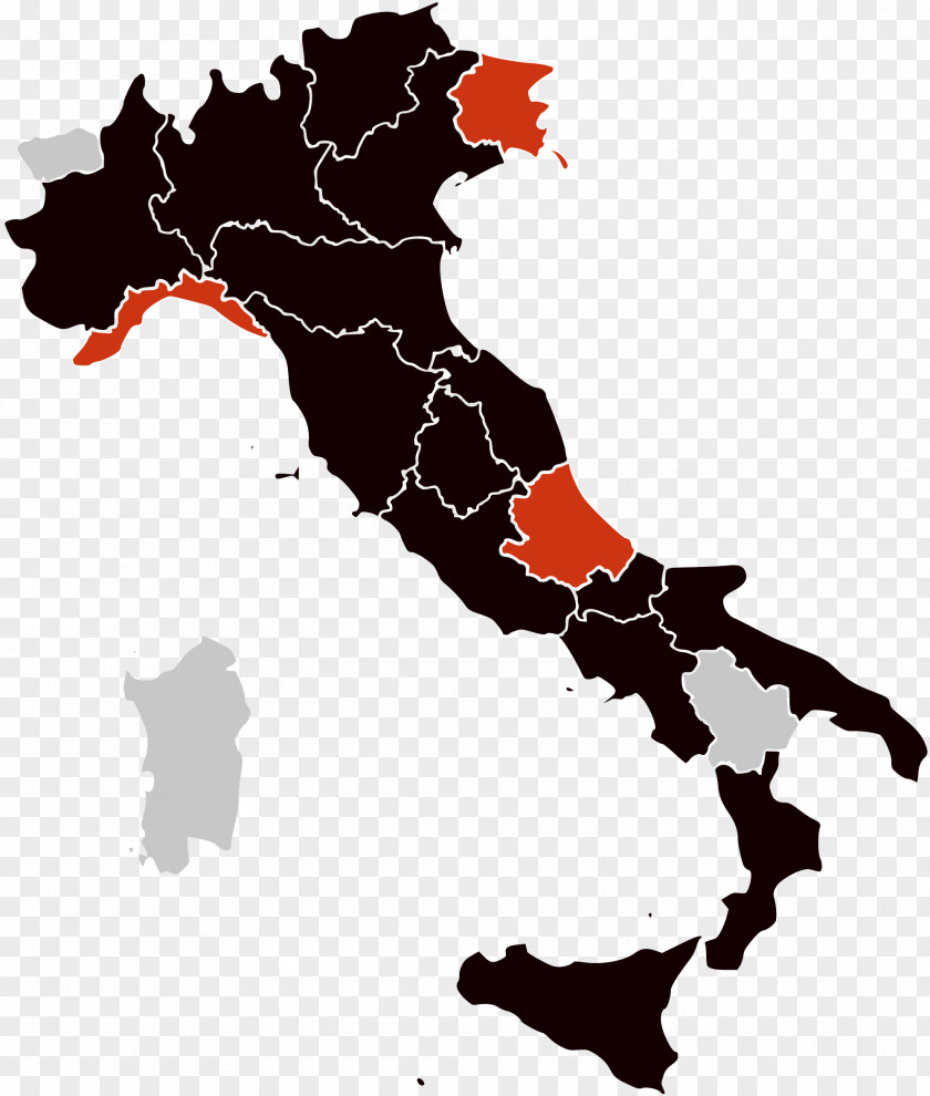 Map Regions Of Italy Vector Blank PNG