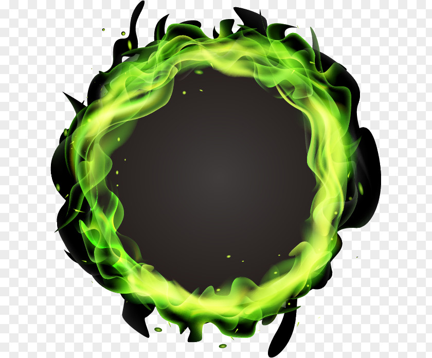 Ring Light Effect Green Flame PNG