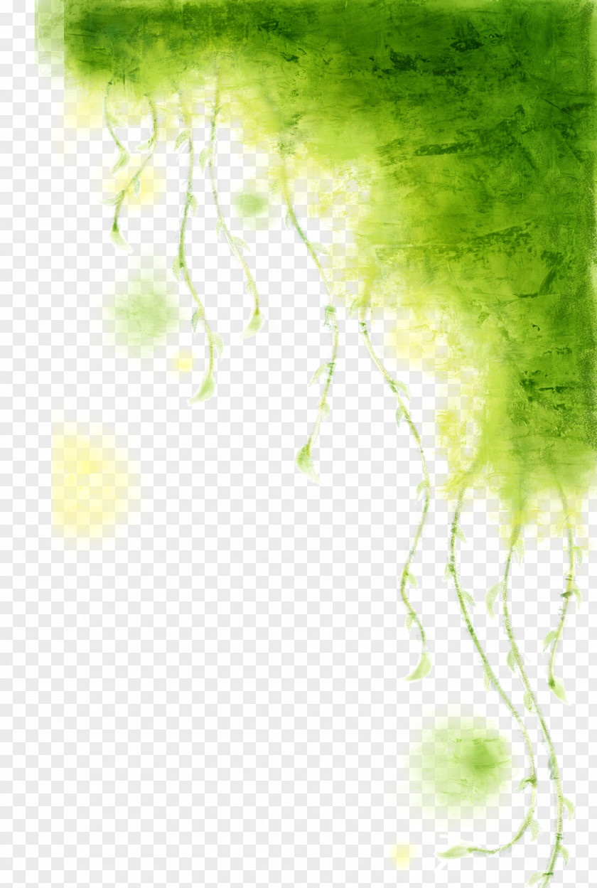 Green Dream Shading Vine Watercolor Painting PNG