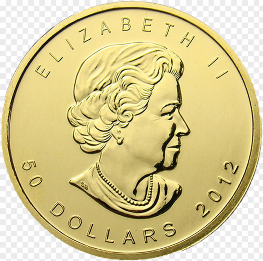 Gold Canadian Maple Leaf Coin Bullion PNG