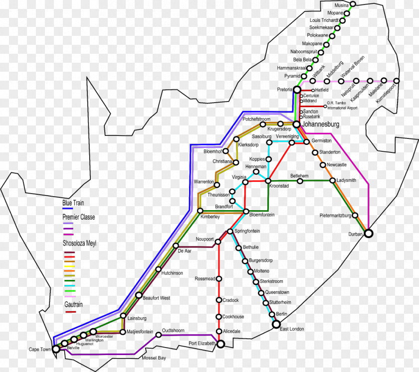Train Rail Transport In South Africa Durban Map PNG