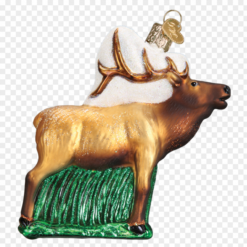 Hand Painted Elk Reindeer Christmas Ornament Marriage Glass PNG
