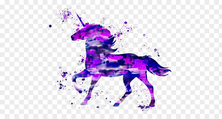 Water Unicorn Watercolor Painting Fairy Tale Illustration PNG