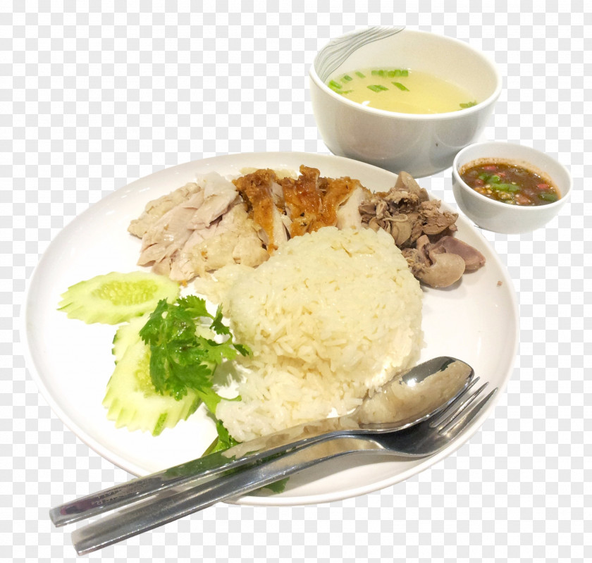Hainanese Chicken Rice Cooked Food Lunch Dish PNG