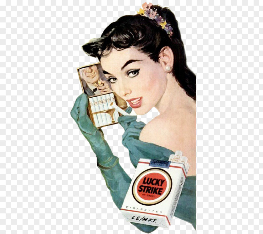 Woman Smoking A Cigarette Poster Lucky Strike Tobacco Advertising PNG