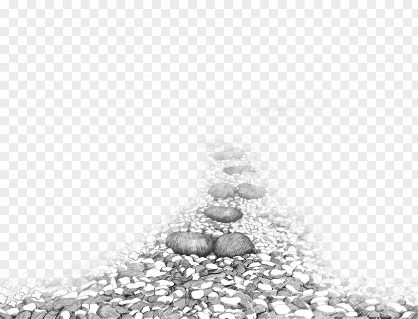 Black And White Stone Road Drawing Computer File PNG