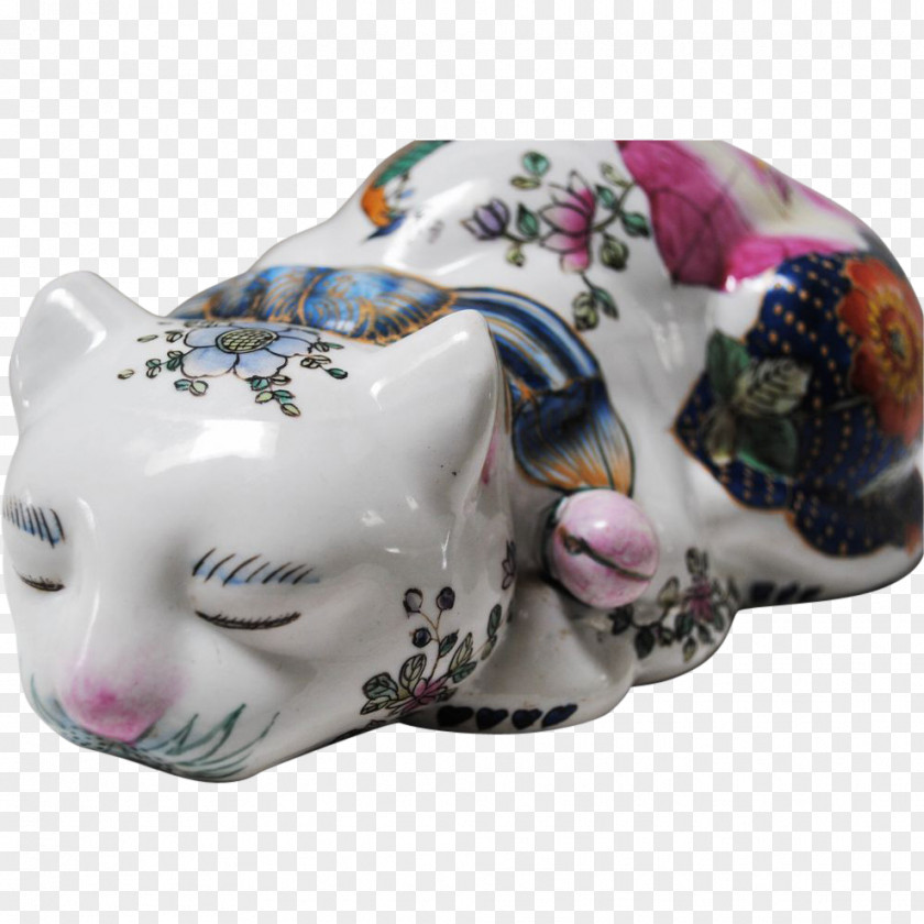 Hand Painted Design Cat Figurine PNG
