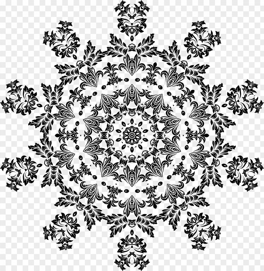 Ornament Flower Visual Arts Black And White Floral Design PNG