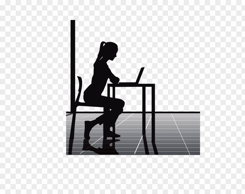 Silhouette Office Female PNG Female, black office girl clipart PNG