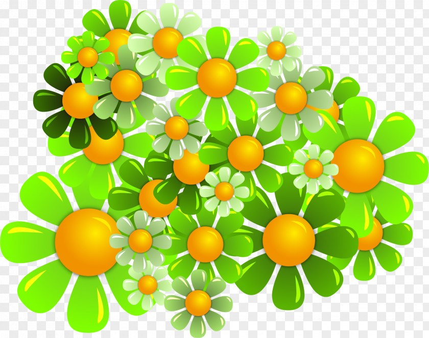 Vector Painted Green Flowers Flower PNG