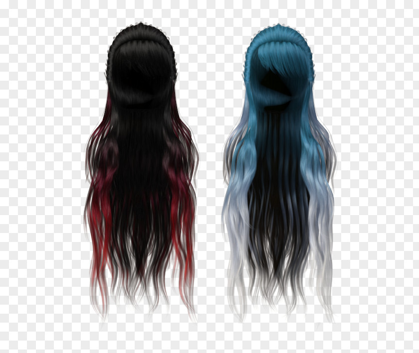 Hair Long Wig Black Coloring PNG