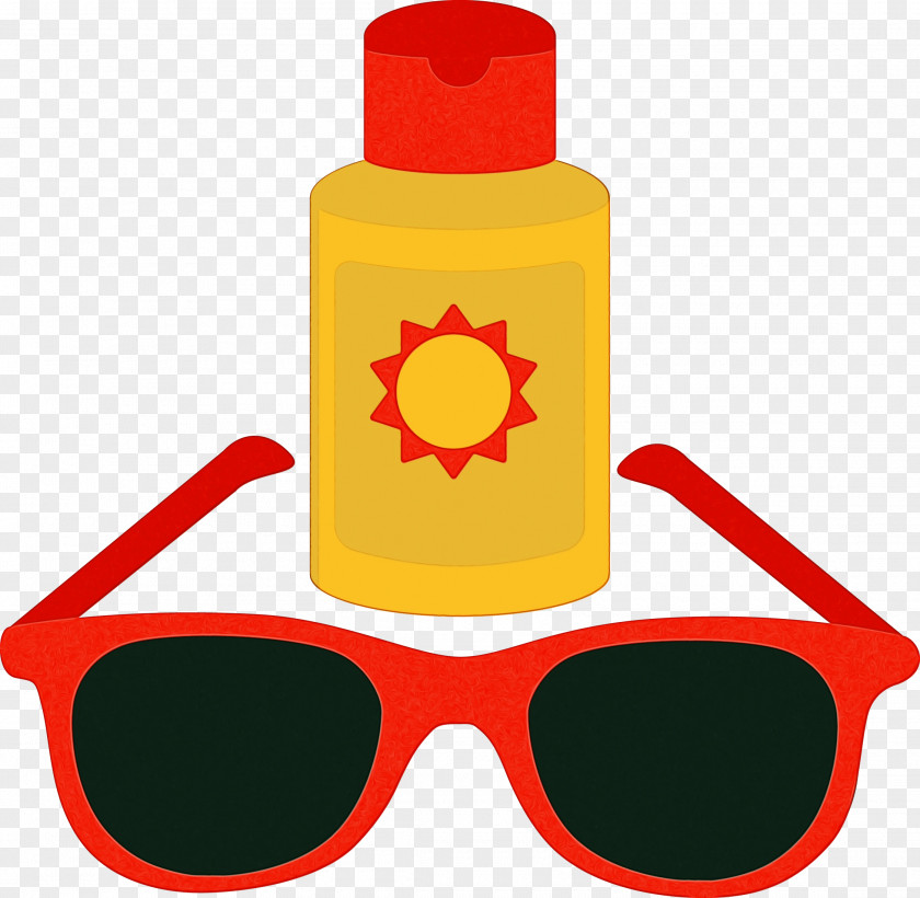 Water Bottle Orange Sunglasses Cartoon PNG